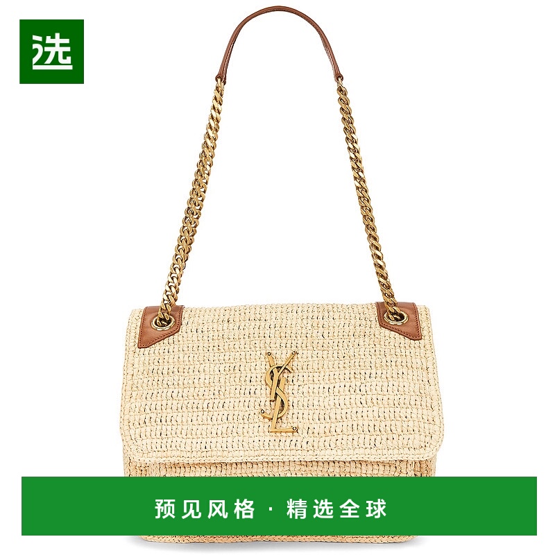 1h可退 香港直邮Saint Laurent 圣罗兰 女士 Niki 中号皮革饰边拉