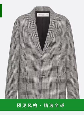 1h可退 香港直邮DIOR 迪奥 女士 威尔士王子羊毛西装外套 411V14A