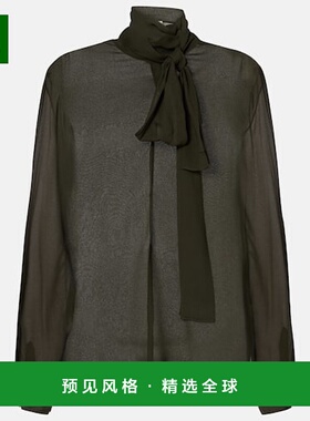 1h可退 香港直邮Alaïa 女士 Crêpe 乔其纱衫 green绿色 舒适时尚