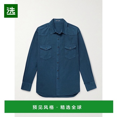 香港直邮1h可退 AURALEE 男士 棉质斜纹布西部风格衬衫 A25SS02FD