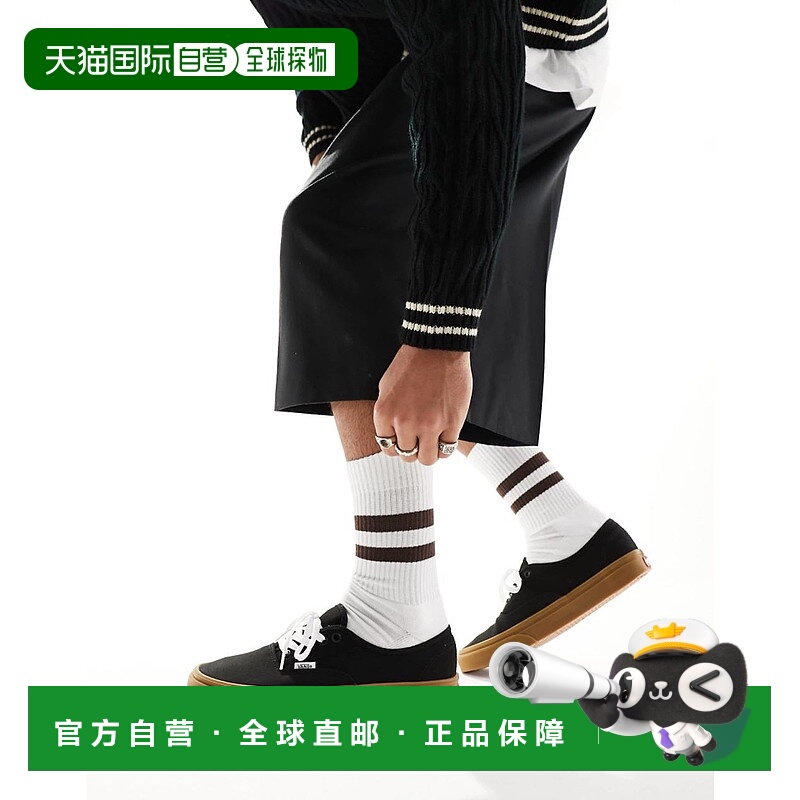 1h可退 香港直邮Vans 范斯 女士 Authentic 橡胶鞋底训练鞋(黑色)