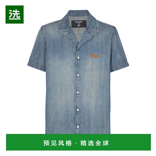 香港直邮Balmain 褪色牛仔短袖睡衣衬衫 FH0HB041DG03