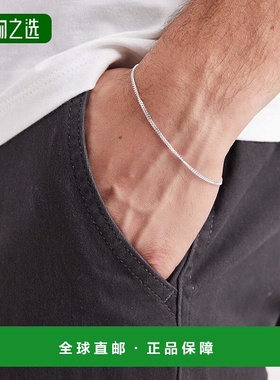香港直邮ASOS 男士 设计纯银锁链手链(银色) metal金属色 舒适时