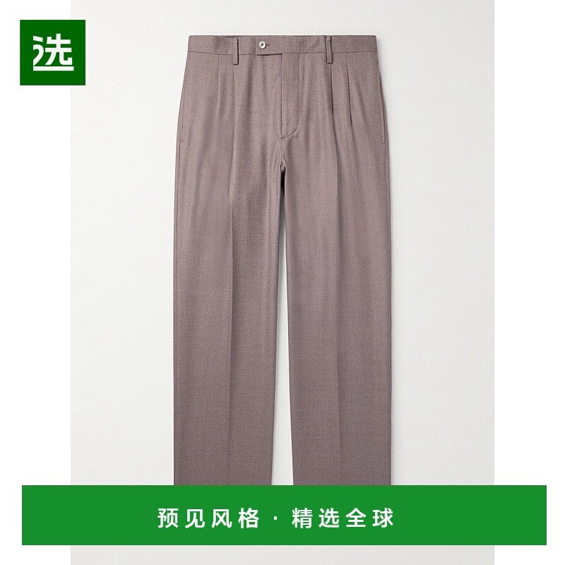 1h可退 AURALEE 男士 阔腿褶裥羊毛/斜纹布裤子 A25AP02O