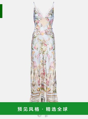 1h可退 香港直邮camilla and marc 女士 Tiled 蕾丝边真丝长款连(