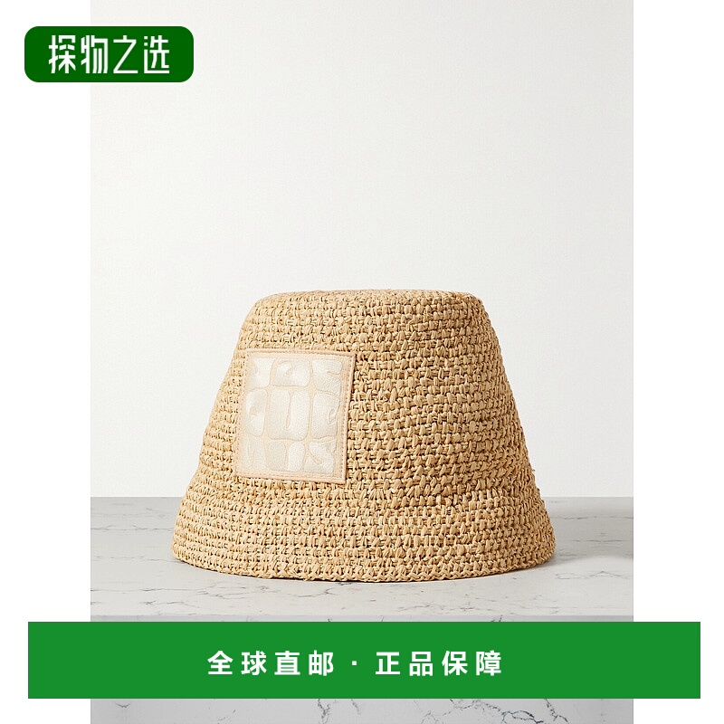 1h可退 香港直邮Jacquemus 女士 Ficiu 刺绣拉菲草渔夫帽 23E235A