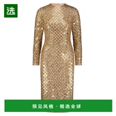 美国直邮 Mac Duggal 1h可退 女士珠饰网纱修身 中长连衣裙