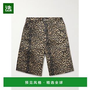 1h可退 Rhude 男士 阔腿豹纹牛仔短裤 RHSS25SH050120274