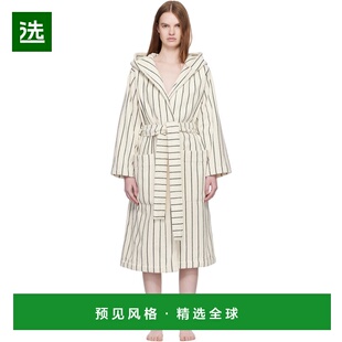 1h可退 香港直邮Tekla 女士 白色 & 绿色 Terry Hooded 浴袍 HBTH