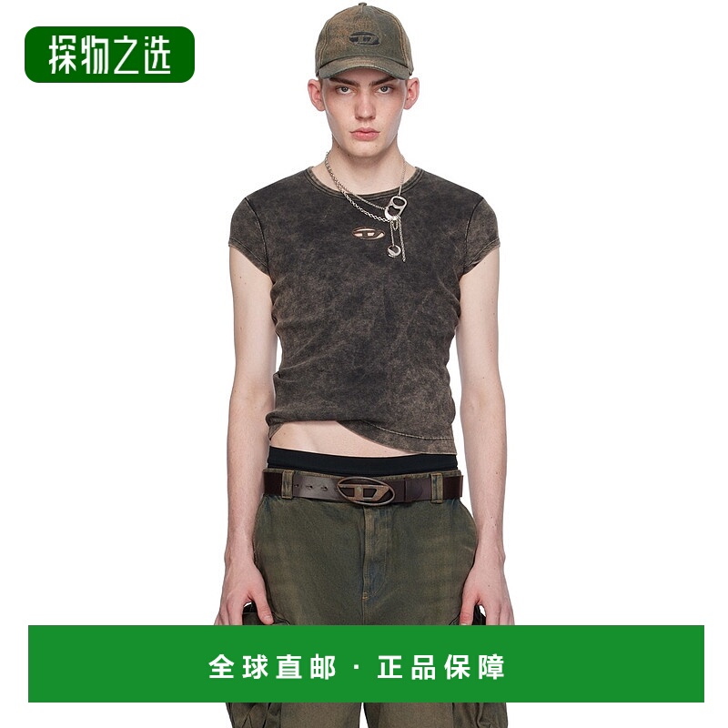 1h可退 香港直邮Diesel 迪赛 男士 独家发售棕色 T 恤 P012290LKA