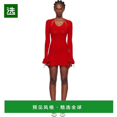 1h可退 香港直邮Danielle Guizio 女士 红色 Crochet Halter 连衣