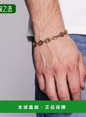 香港直邮ASOS 男士 设计防水不锈钢双链环链条锤痕手链(金色)