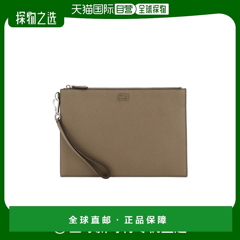 香港直邮Fendi 徽标拉链手拿包 7N0110AG0L