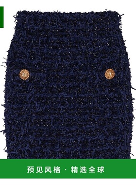 香港直邮Balmain 粗花呢半身裙A字裙迷你裙 DF0LB015KH74