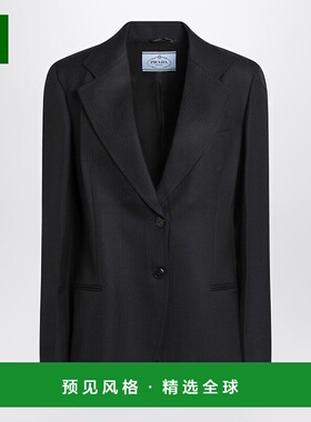 1h可退 香港直邮Prada 普拉达 女士 蓝色单排扣羊毛夹克 P545POOO