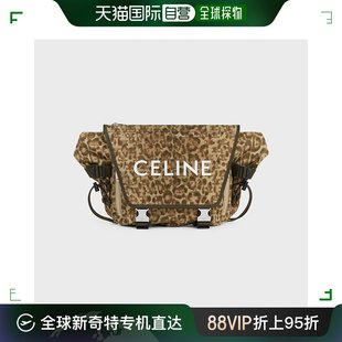 采用 欧洲直邮CELINE 中号信使徒步旅行包 豹纹和 思琳 Triomphe