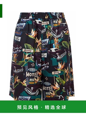 香港直邮Givenchy 黑色车印花直筒短裤 BM50NR13K4