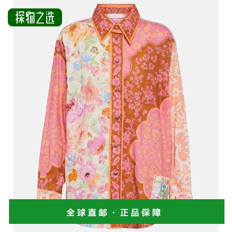 1h可退 香港直邮ZIMMERMANN 女士 Raie 印花棉质衬衫 colorful花