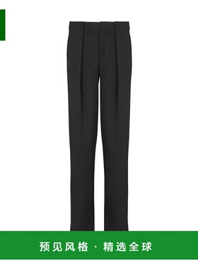 香港直邮Balmain 褶饰粒纹羊毛阔腿裤西装裤长裤 DH0PQ305WC09