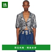 美国直邮 女装 安娜苏 1h可退 银色短款 夹克 短外套 242894F063