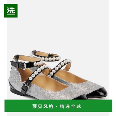 1h可退 香港直邮mach mach 女士 精饰亮片玛丽珍平底鞋 metal金属