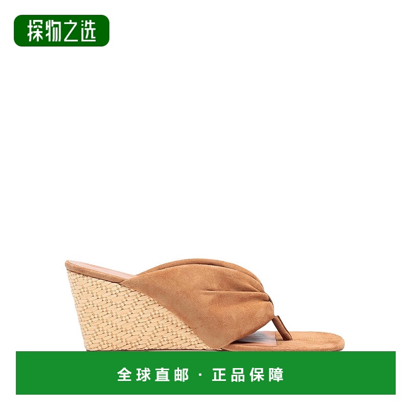 香港直邮Staud 女士 帆布面凉鞋 brown棕色 舒适时尚