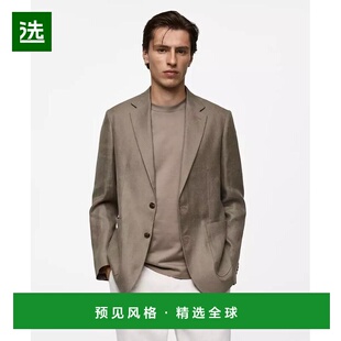 1h可退 【美国直邮】MANGO 男士亚麻西装外套 夹克 修身设计 经典