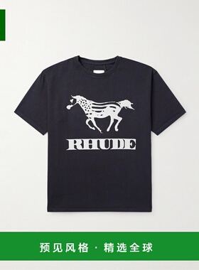 1h可退 香港直邮Rhude 男士 Dinero 徽标印花棉针织T恤 RHFW25TT0