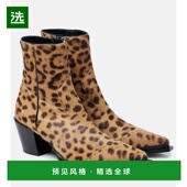 香港直邮Jimmy Cece Choo 1h可退 周仰杰 女士 豹纹小牛毛短靴