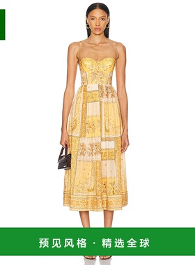 1h可退 香港直邮ZIMMERMANN 女士 Lucky 束腰中长连衣裙 4236DSS2