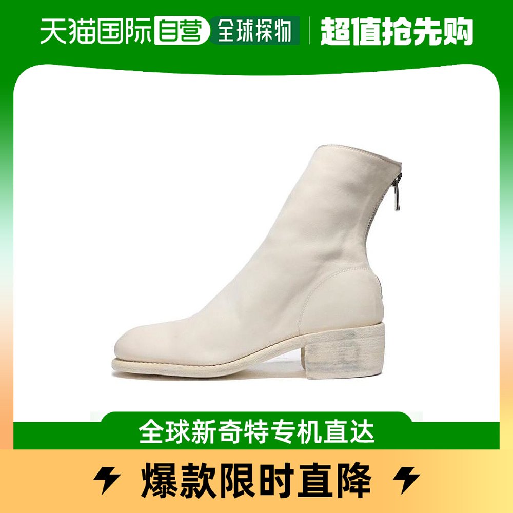 香港直邮Guidi 796Z白色真皮拉链靴 796ZCO00T