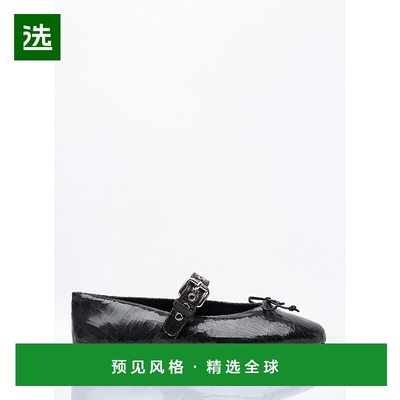 香港直邮Miu Miu 缪缪 女士 裂纹皮革芭蕾舞鞋 5F210E5TZF0192