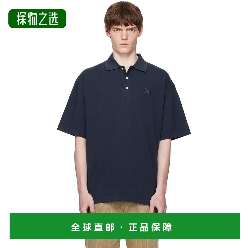 1h可退 香港直邮MAISON KITSUNE 男士 海军蓝 Bold Fox Head Patc