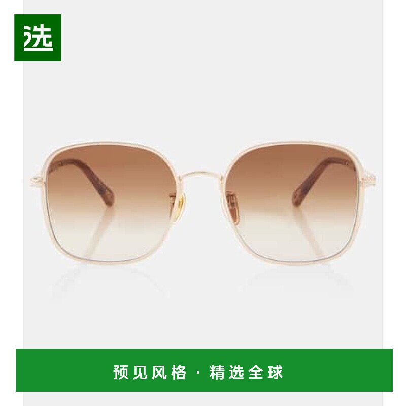 1h可退 香港直邮Chloe 蔻依 女士 圆齿边方框太阳眼镜 brown棕色
