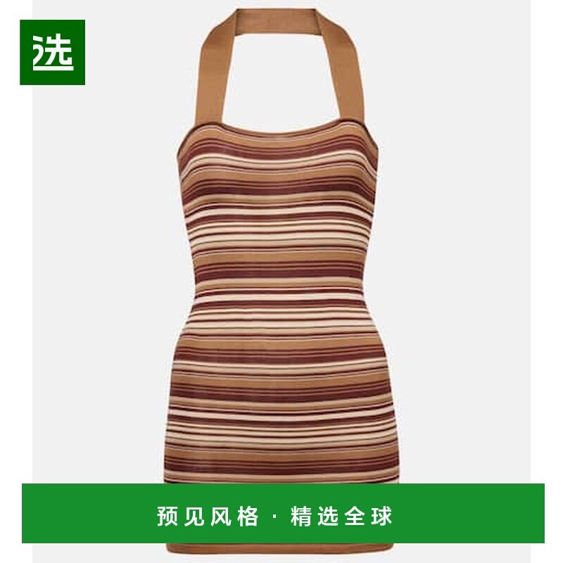 1h可退 香港直邮AYA MUSE 女士 条纹真丝混纺挂脖迷你连衣裙,女装/女士精品,连衣裙,淘宝优惠券,粉丝福利购,淘宝优惠卷