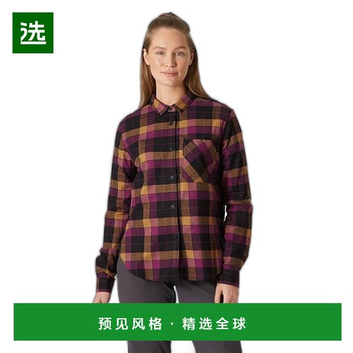 欧洲直邮Helly Hansen 女士紫红色棉Lokka有机法兰绒长袖衬衫