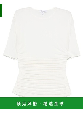 香港直邮Alaia 褶皱细节针织 T 恤 AA9H1248J050B