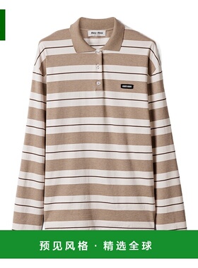 香港直邮Miu Miu 棉质针织Polo衫 MJL01514RTSOOO条纹