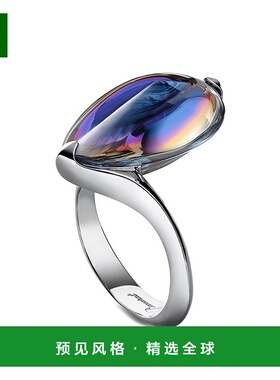 欧洲直邮BACCARAT/巴卡拉 魔幻寓言之花系列 蓝色青彩水滴形戒指