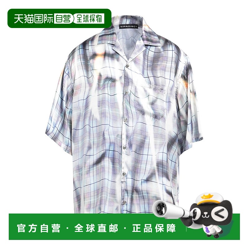 1h可退 香港直邮Y PROJECT 男士 格纹衬衫 blue蓝色 舒适时尚