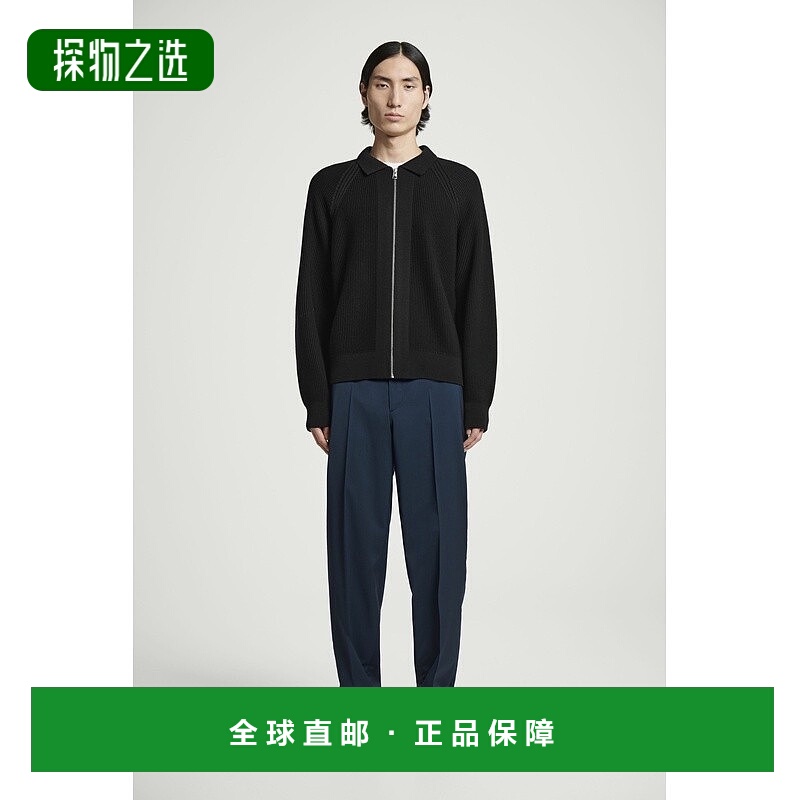 欧洲直邮COS 男士海军蓝羊毛休闲裤新款直筒裤