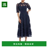 女装 1h可退 时 Duggal 高领褶皱薄纱中长连衣裙 美国直邮 Mac