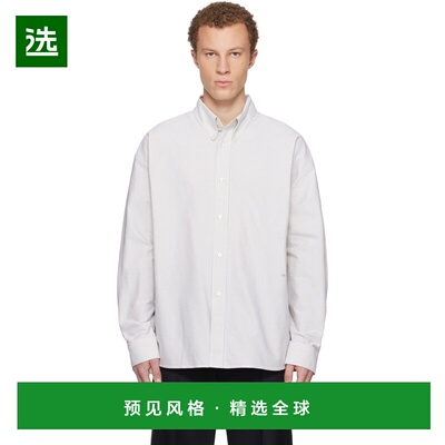 1h可退 香港直邮Studio Nicholson 男士 白色 & 卡其色 Ruskin 衬