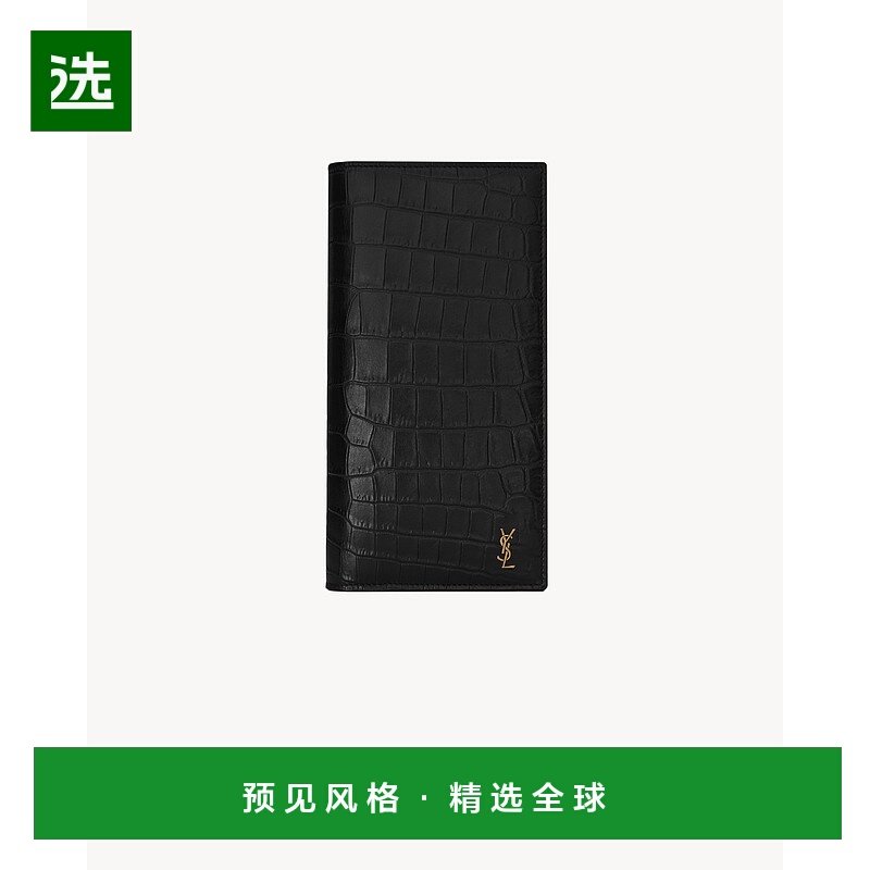 欧洲直邮YSL (2025) TINY CASSANDRE 哑光鳄鱼压纹皮革欧式钱包