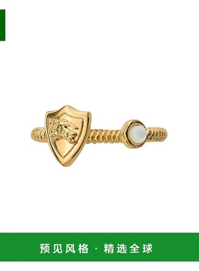 欧洲直邮Burberry柏博利24年款 女士金色黄铜镀金骑士徽标扭戒指