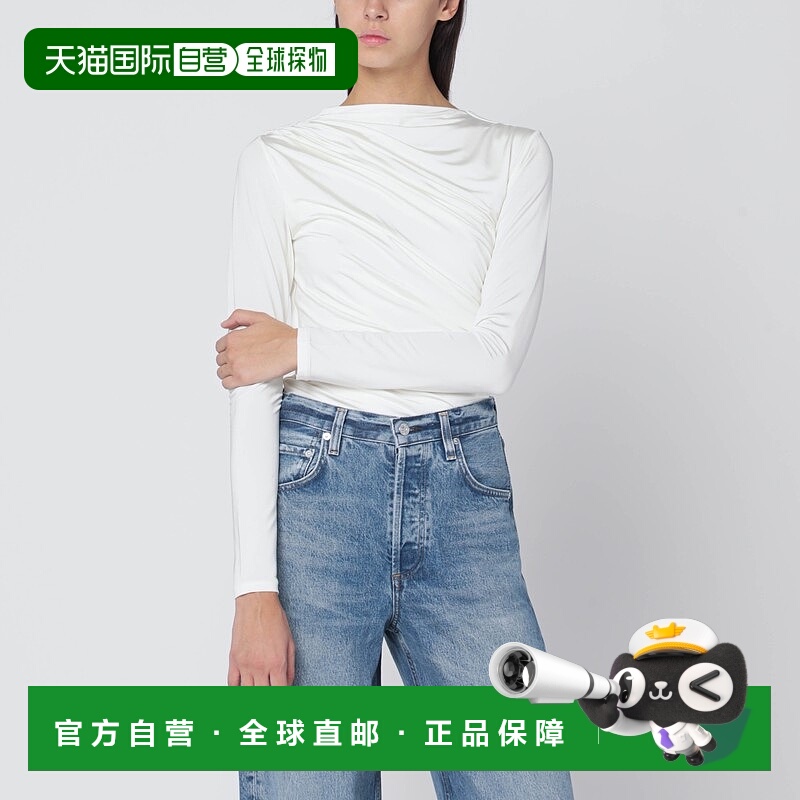 1h可退 香港直邮ANINE BING 女士 gathers 白色针织上衣 A0810037