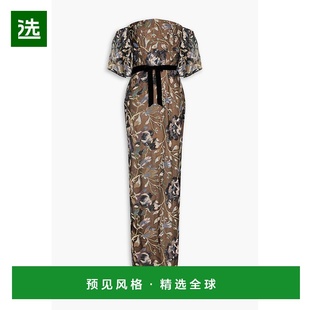1h可退 香港直邮MARCHESA NOTTE 女士 露肩精饰薄纱礼服 N76G3808
