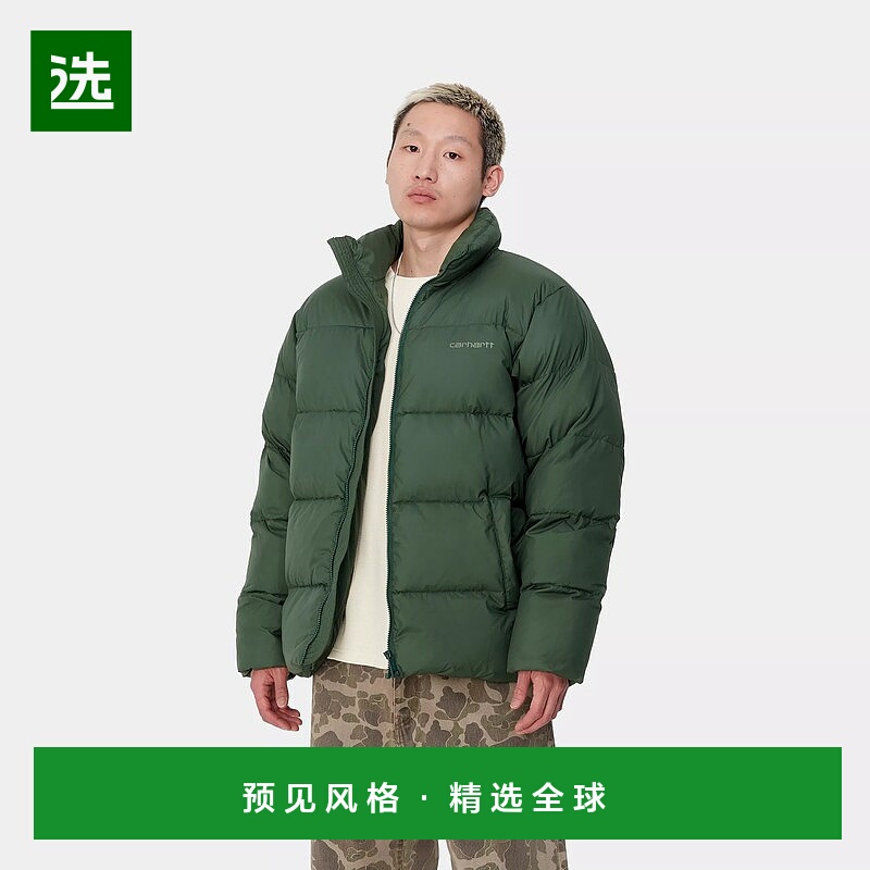 欧洲直邮Carhartt Wip 男士绿色涤纶羽绒服夹克