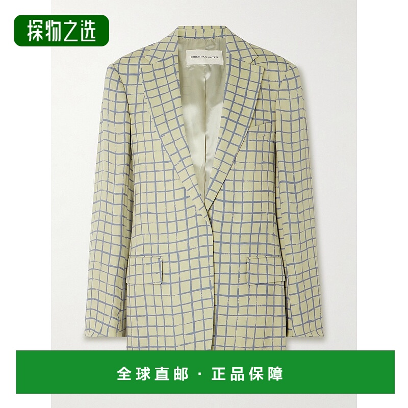 香港直邮Dries Van Noten 德赖斯·范诺顿 女士 格纹绉纱西装外套