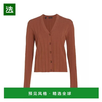 1h可退 【美国直邮】Saks Fifth Avenue 罗纹针织 V 领开衫 女装